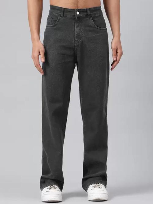 men grey plain mid rise relaxed fit jeans - 22012913 - Standard Image - 0