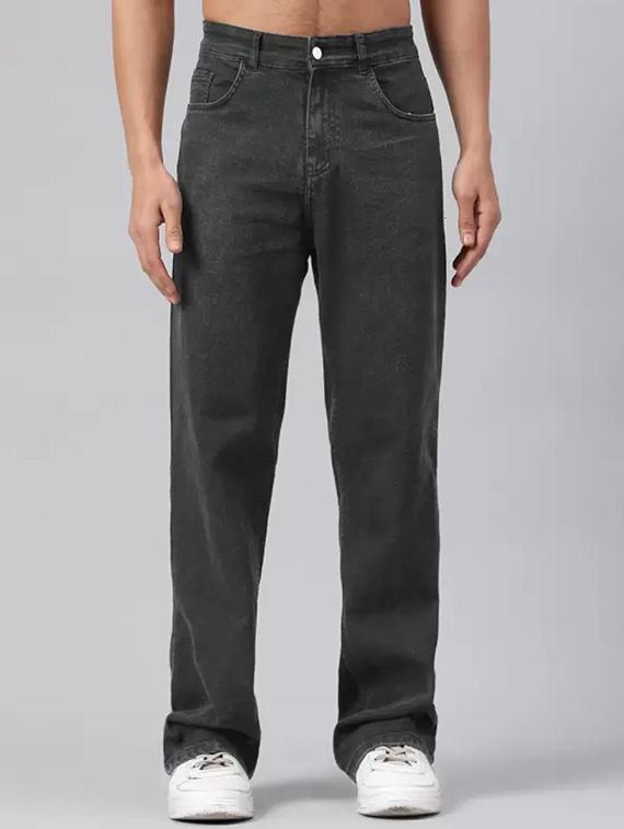 men grey plain mid rise relaxed fit jeans - 22012913 - Zoom Image - 0