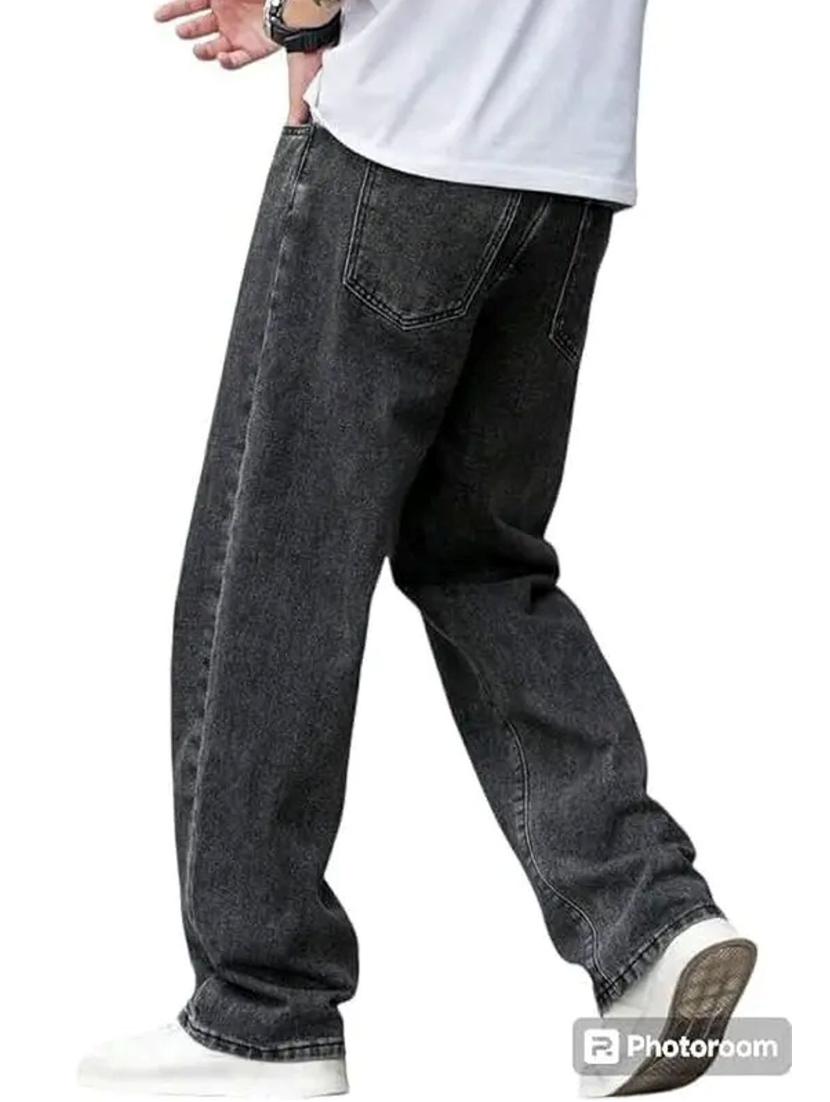 men grey plain mid rise baggy jeans - 22012914 - Standard Image - 2