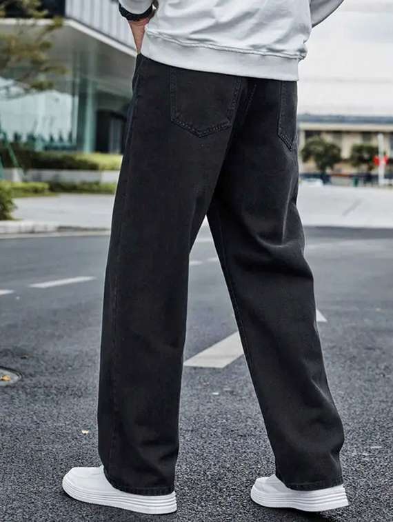 men grey plain mid rise baggy jeans - 22012916 -  Standard Image - 2