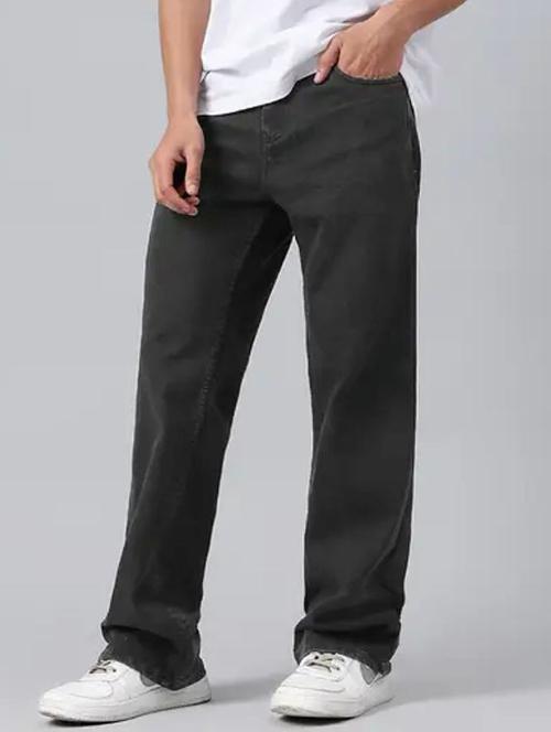 men grey plain mid rise relaxed fit jeans - 22012922 - Standard Image - 0