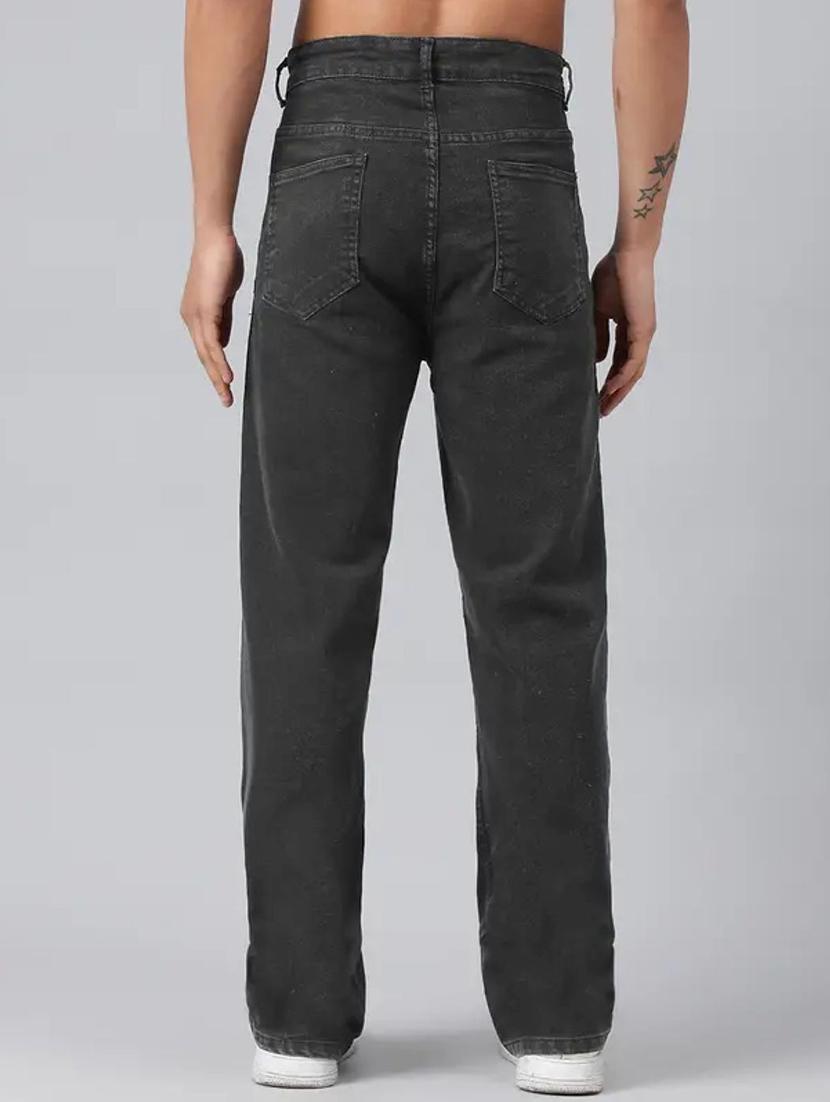 men grey plain mid rise baggy jeans - 22012924 - Standard Image - 2