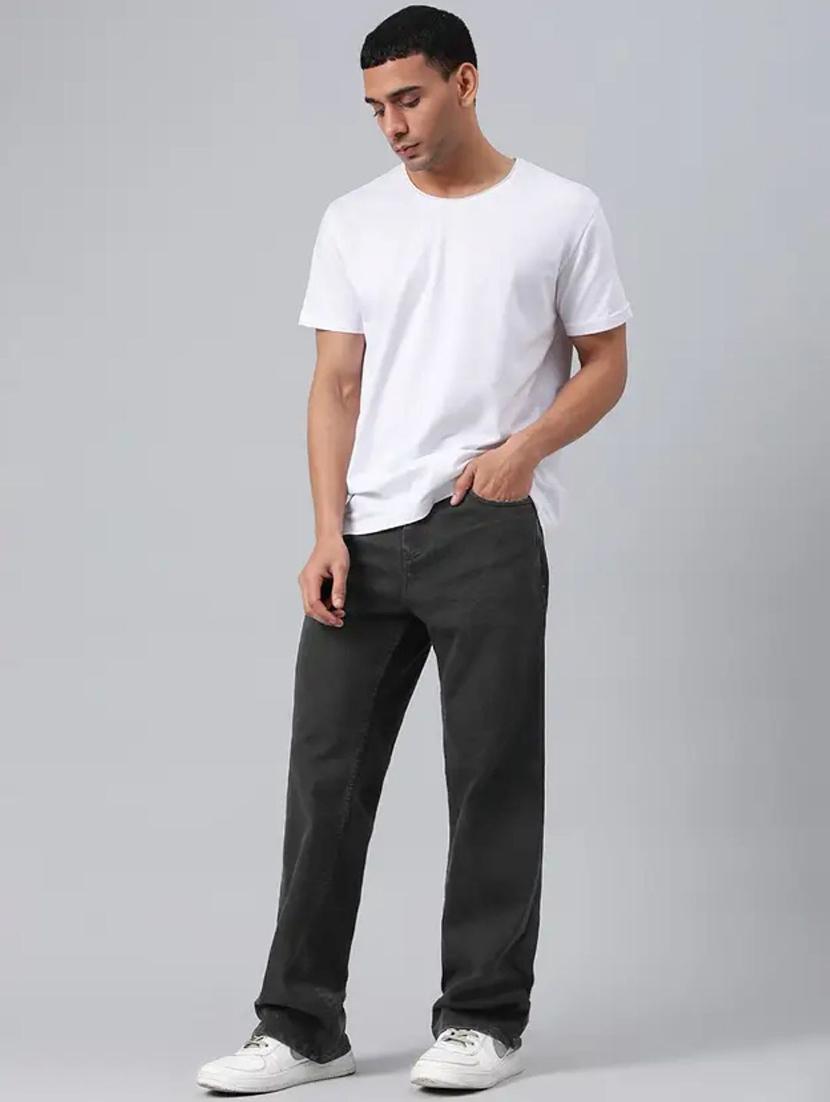 men grey plain mid rise relaxed fit jeans - 22012925 - Standard Image - 2