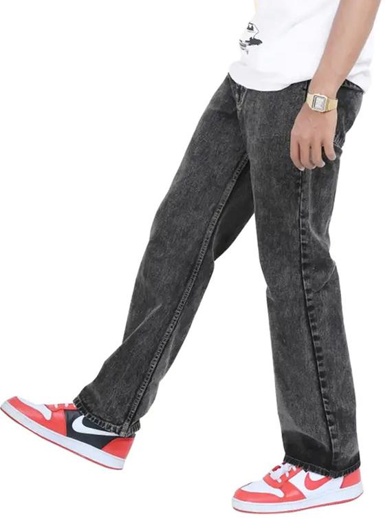 men grey plain mid rise relaxed fit jeans - 22012927 - Standard Image - 2