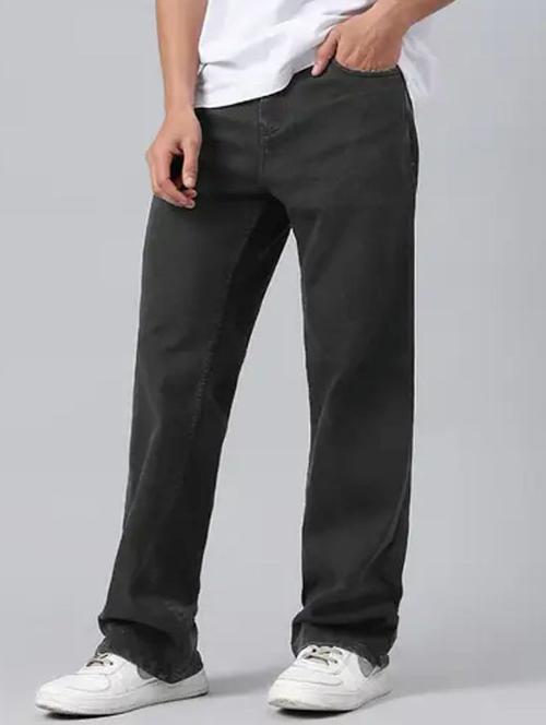 men grey plain mid rise relaxed fit jeans - 22012933 - Standard Image - 0