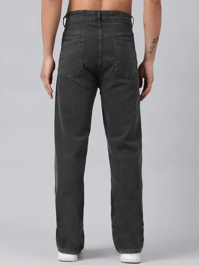 men grey plain mid rise relaxed fit jeans - 22012933 - Standard Image - 2