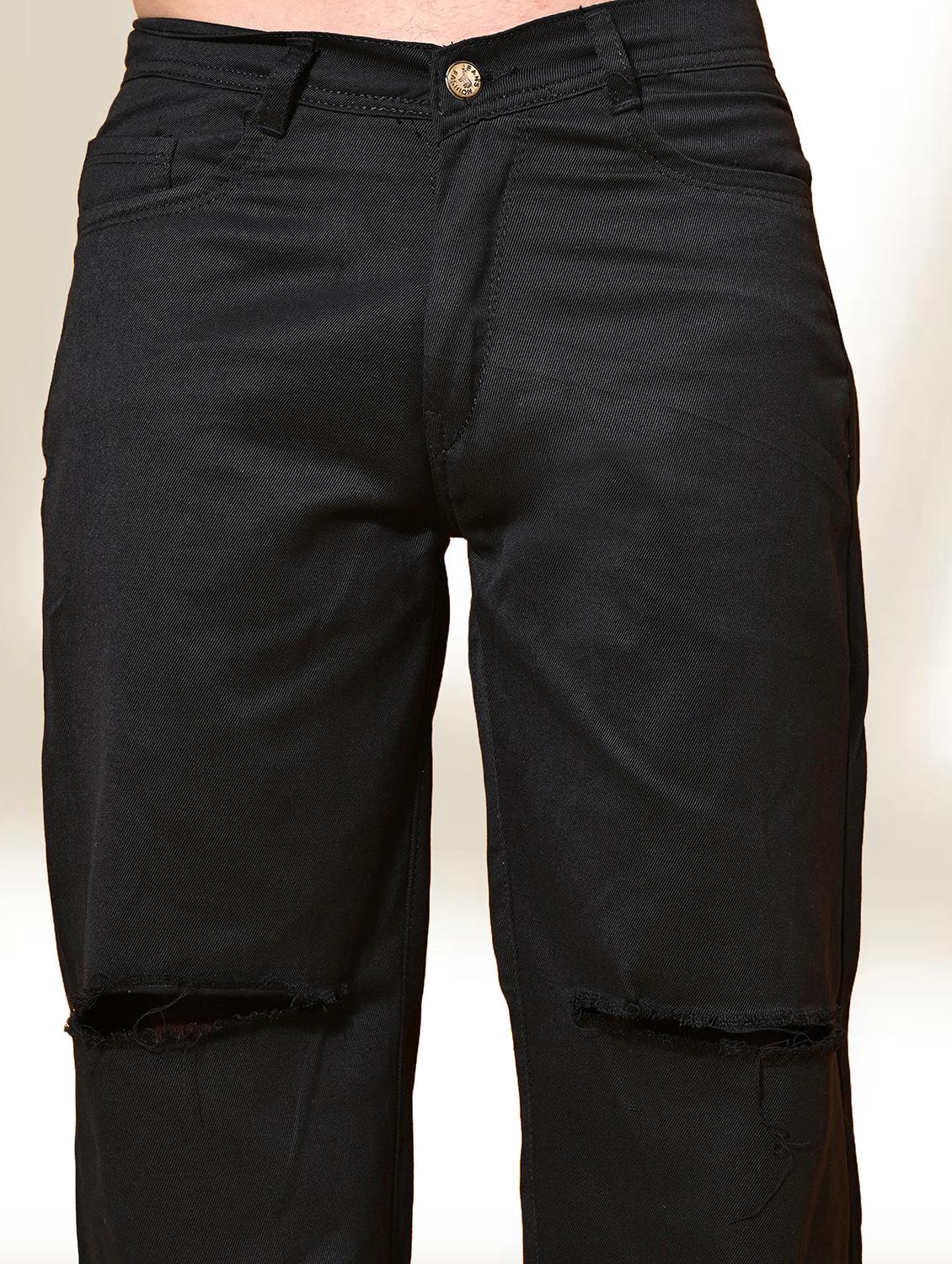 men black slash knee mid rise relaxed fit jeans - 22012937 - Standard Image - 2