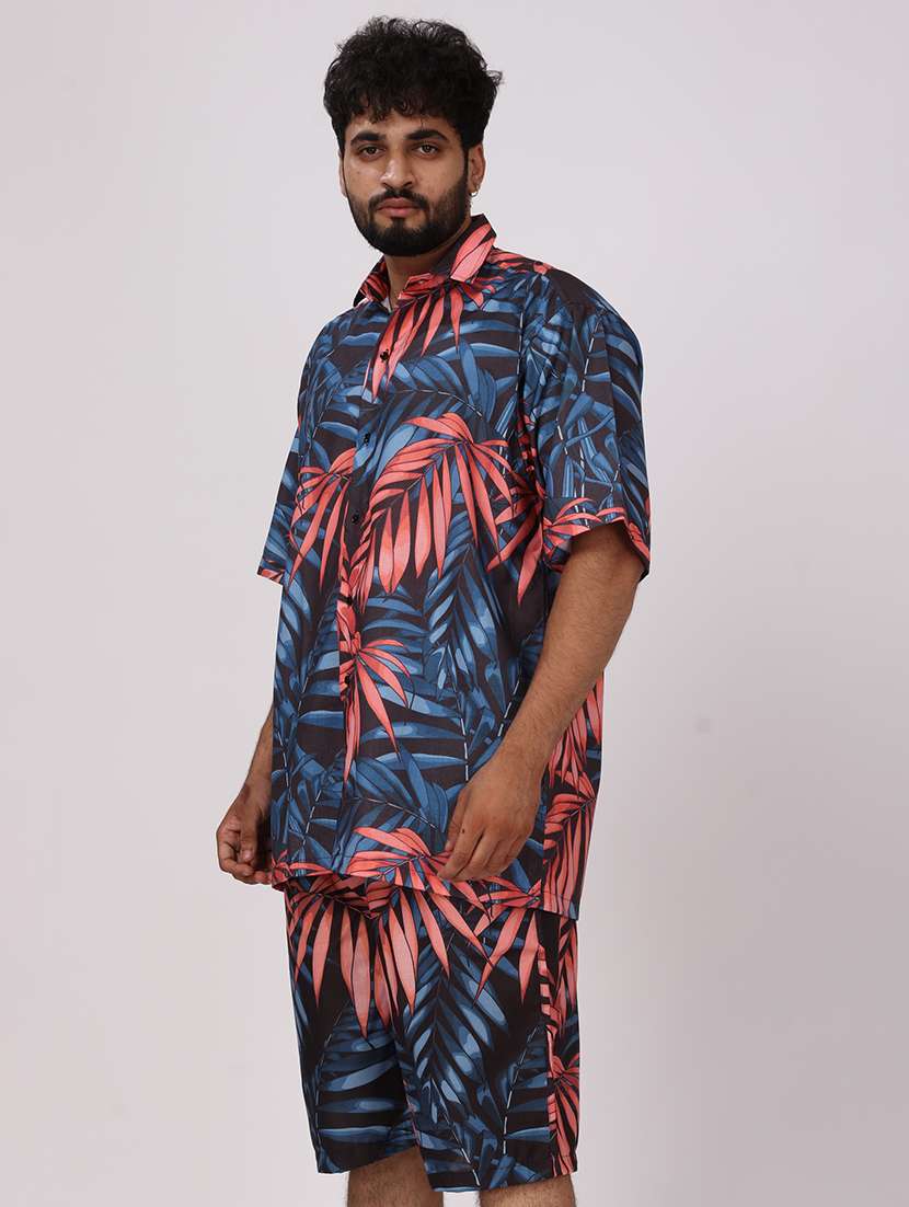 men printed short shorts & shirt co-ords set - 22012955 - Standard Image - 2