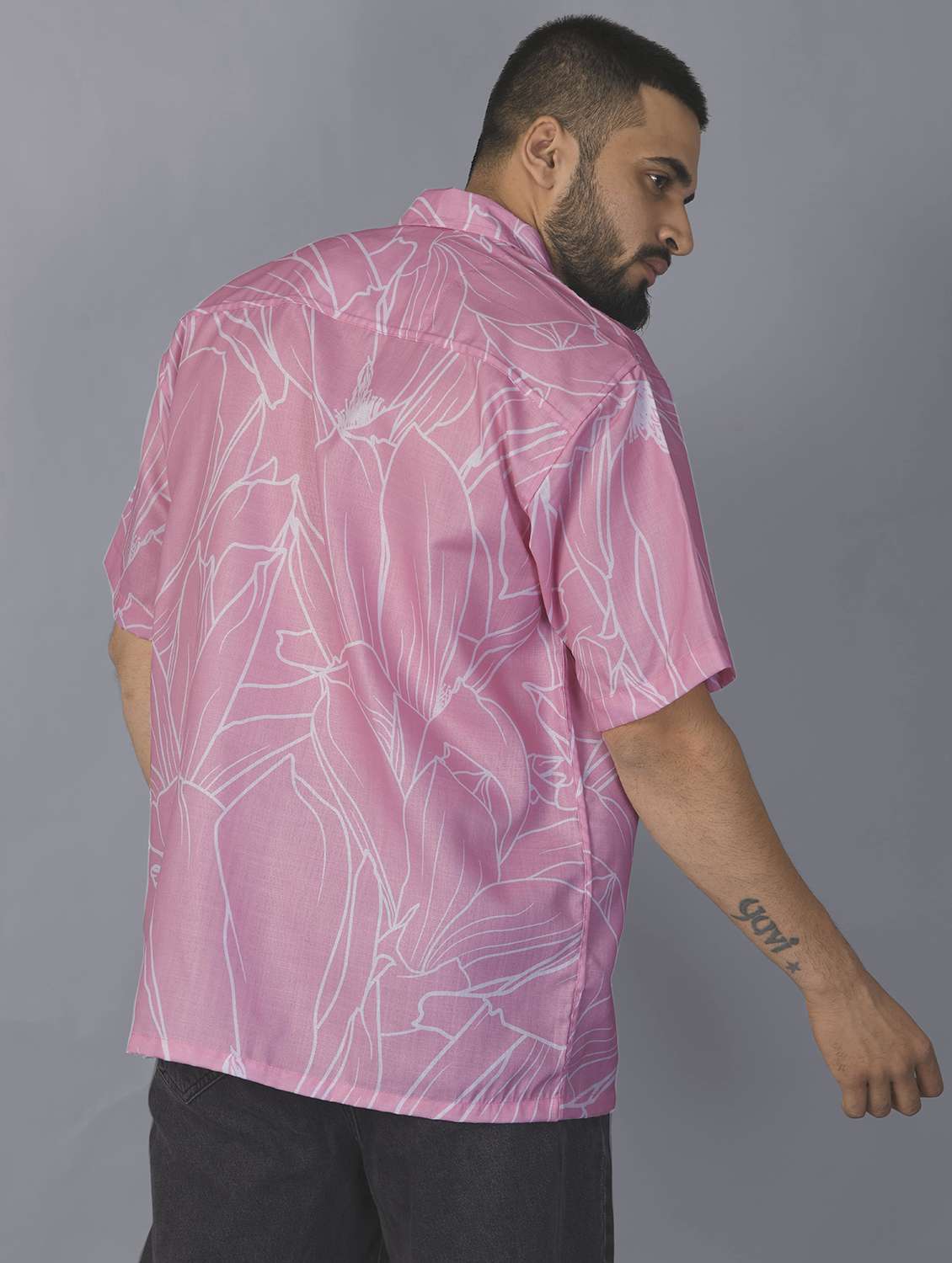 men floral printed short sleeve oversized casual shirt - 22012964 -  Standard Image - 2