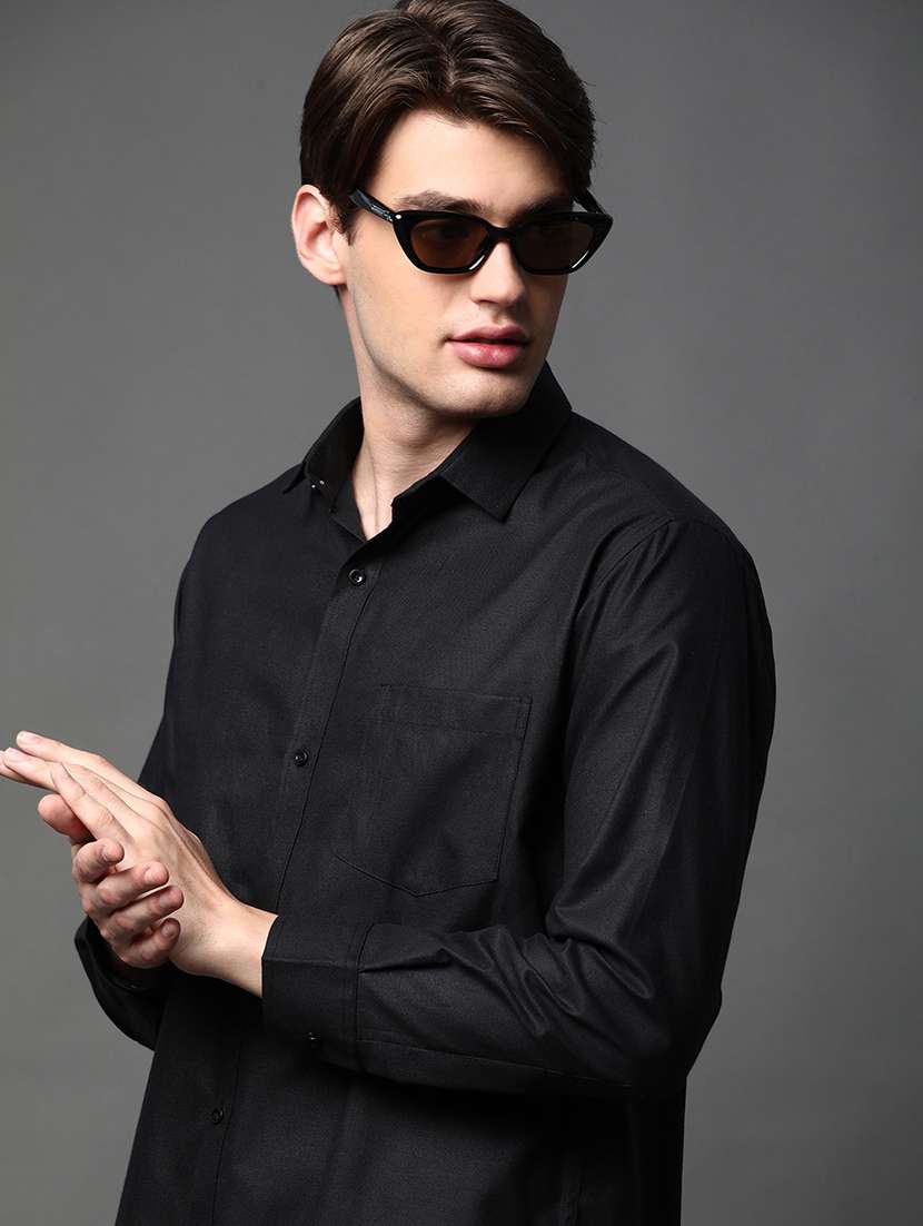 men solid long sleeve regular fit casual shirt