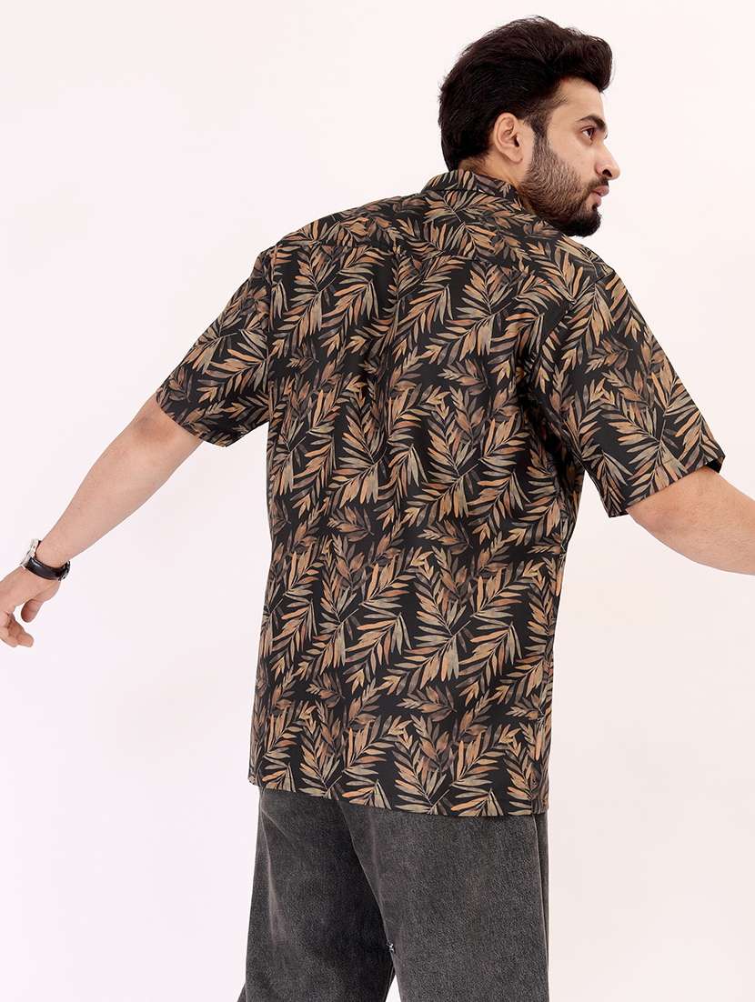men printed short sleeve oversized casual shirt - 22012994 -  Standard Image - 2