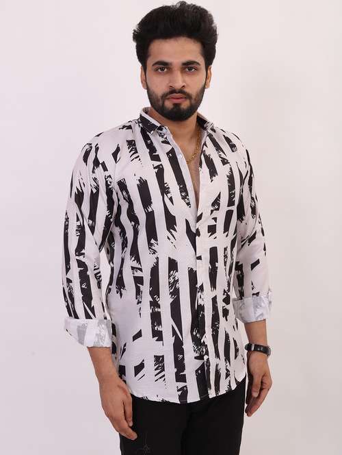men printed long sleeve regular fit casual shirt - 22013008 -  Standard Image - 0