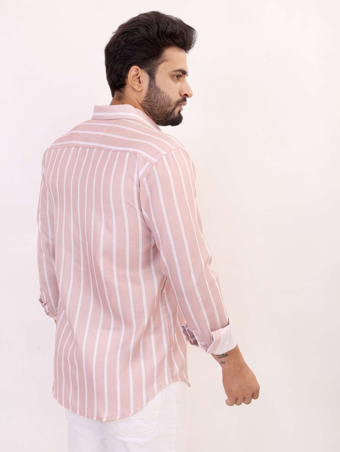 men striped long sleeve regular fit casual shirt - 22013012 -  Standard Image - 2