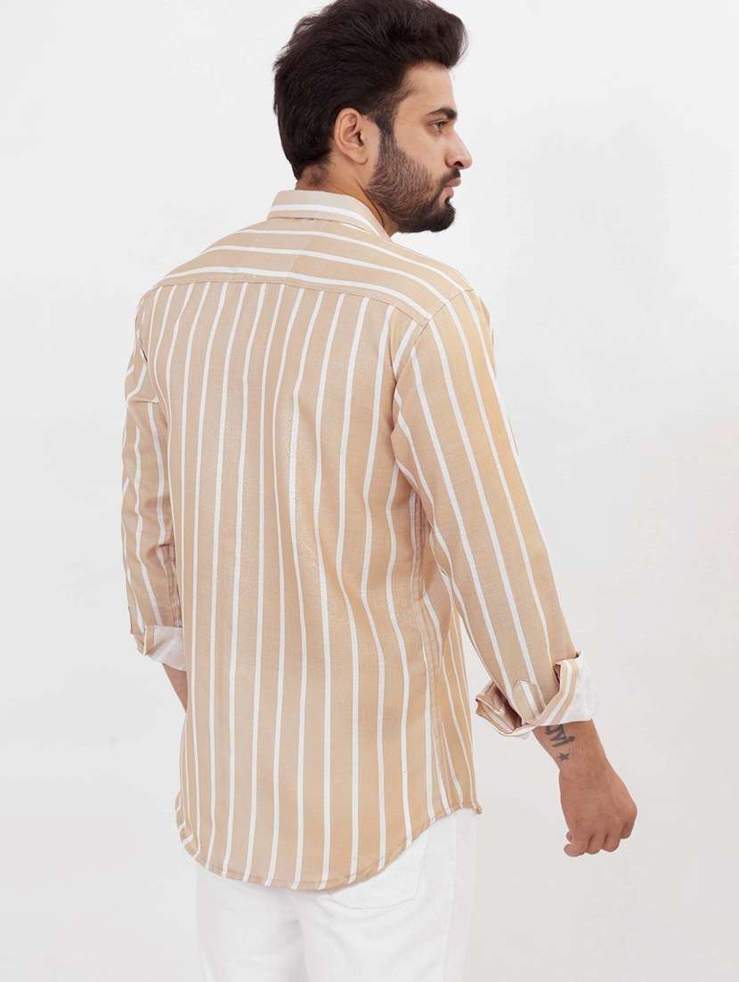 men striped long sleeve regular fit casual shirt - 22013024 -  Standard Image - 2