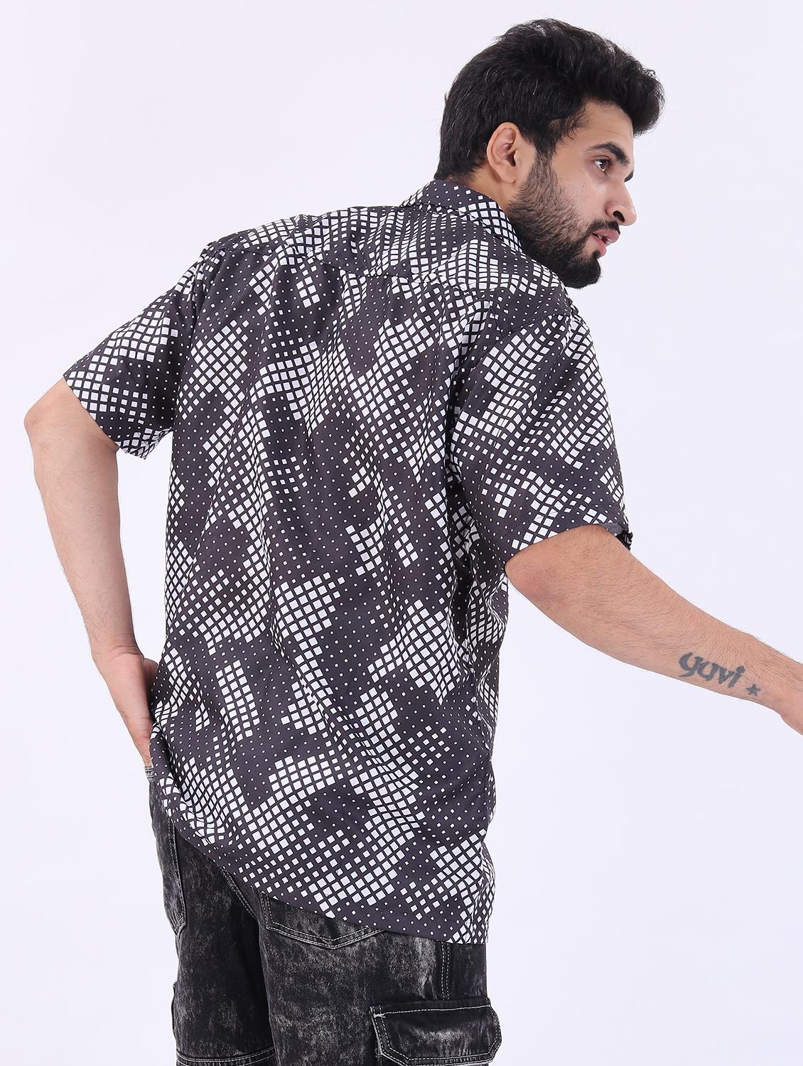 men printed short sleeve oversized casual shirt - 22013027 - Standard Image - 2