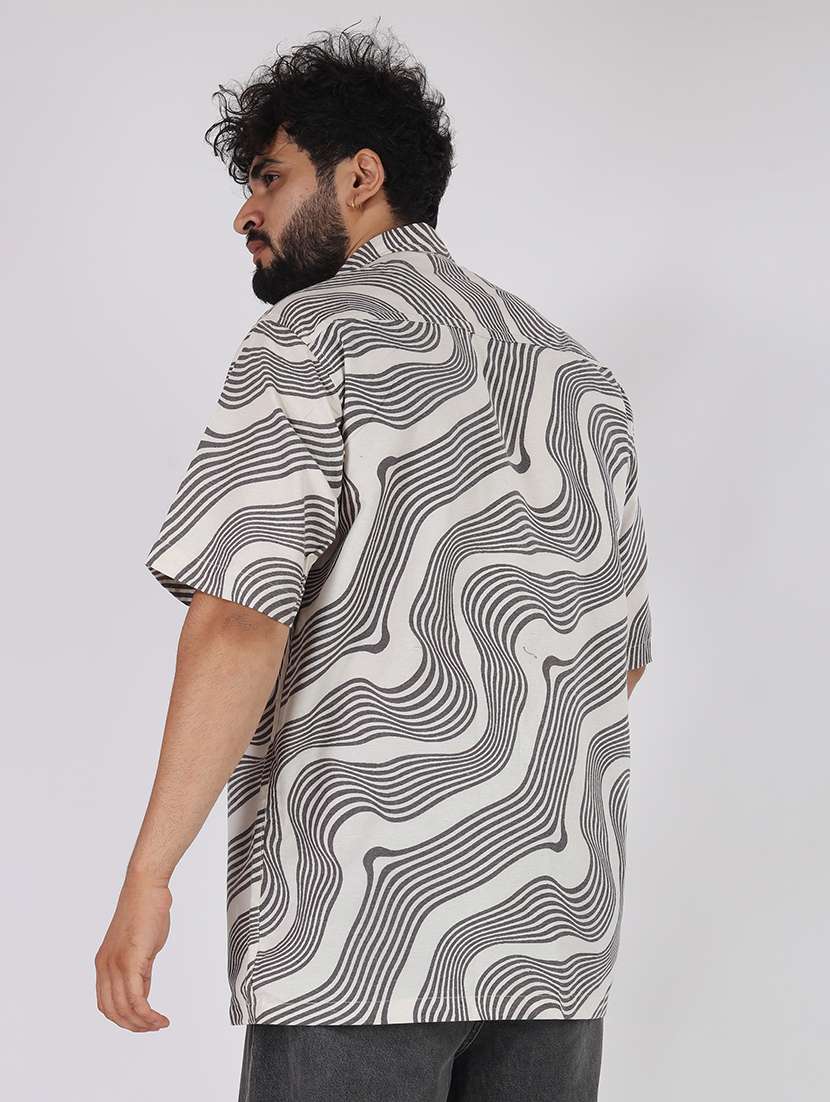 men printed short sleeve oversized casual shirt - 22013050 -  Standard Image - 2