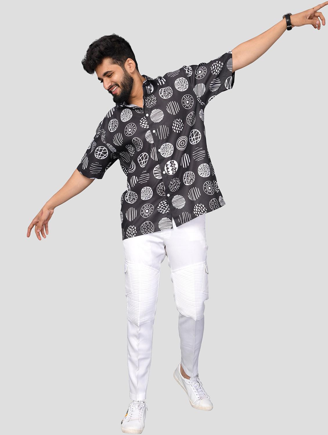 men printed short sleeve oversized casual shirt - 22013052 - Standard Image - 2
