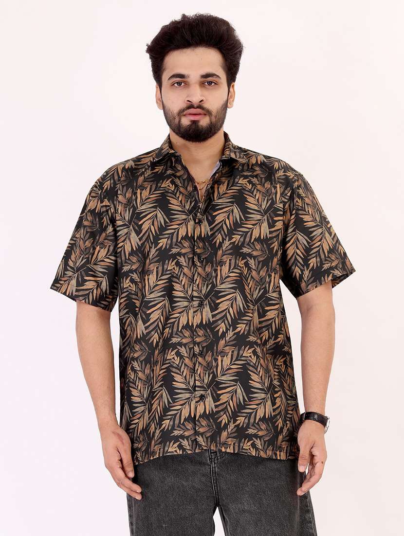 men printed short sleeve oversized casual shirt - 22013066 -  Standard Image - 2