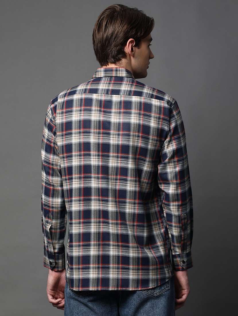 men checkered long sleeve regular fit casual shirt - 22013069 -  Standard Image - 2