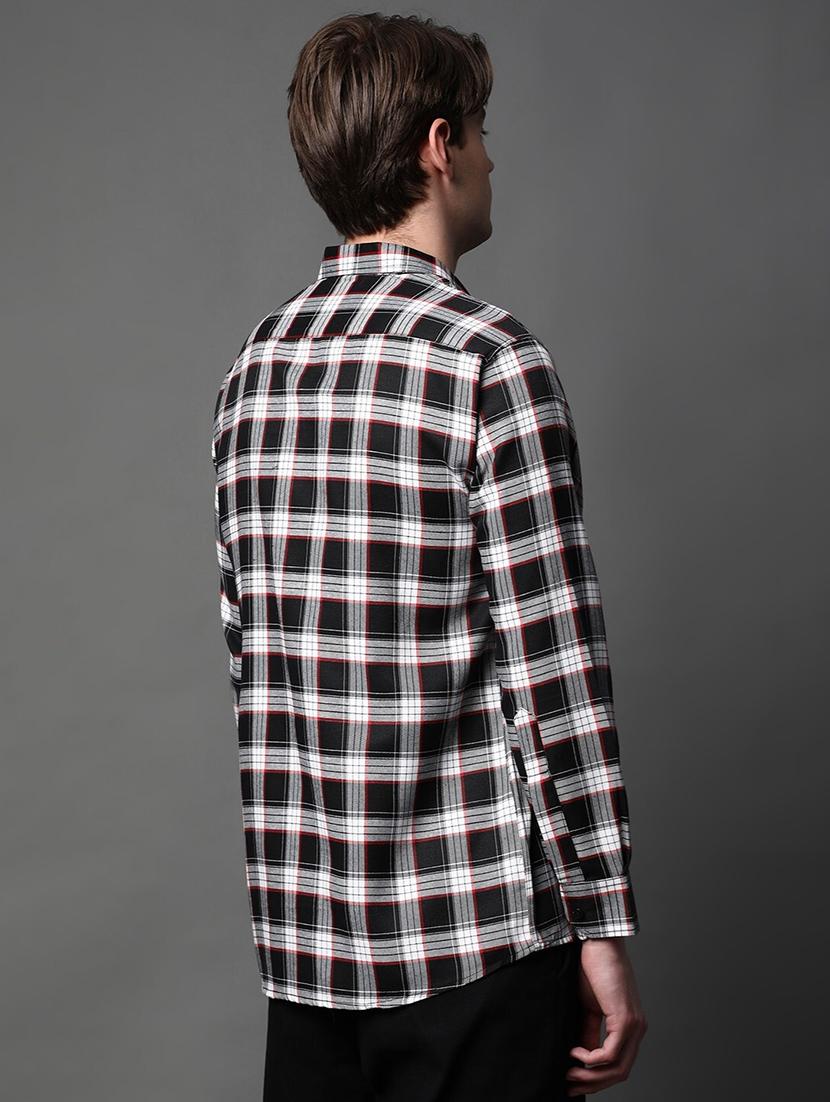 men checkered long sleeve regular fit casual shirt - 22013070 - Standard Image - 2