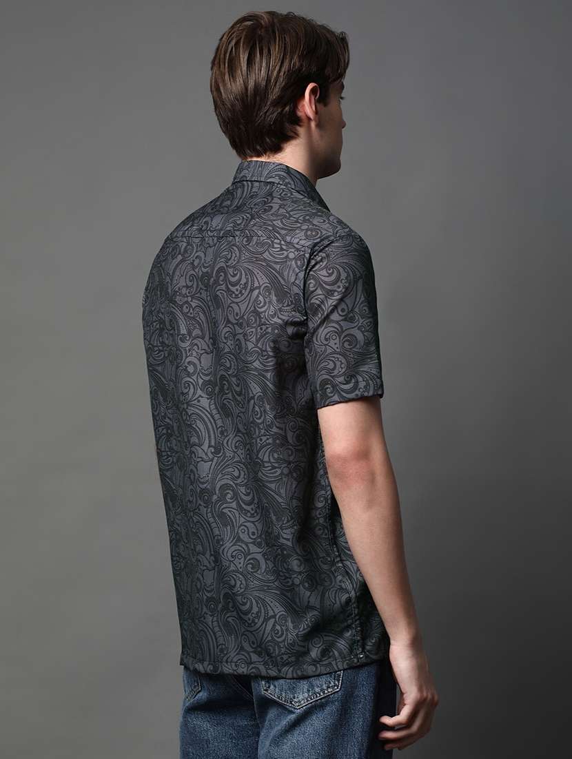 men printed short sleeve regular fit casual shirt - 22013071 -  Standard Image - 2