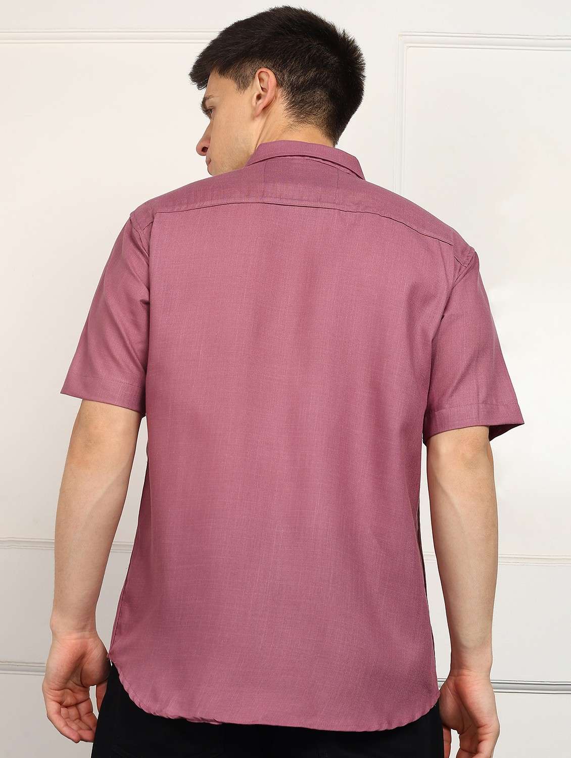 men solid short sleeve regular fit casual shirt - 22013100 - Standard Image - 2