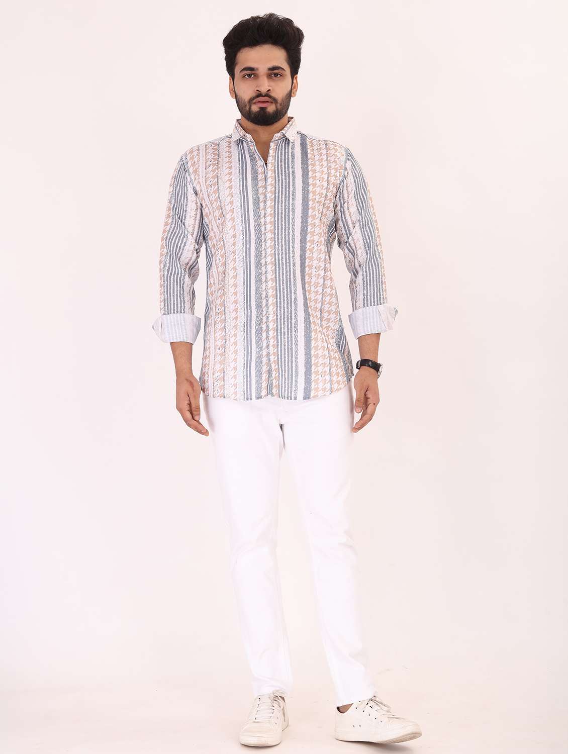 men printed long sleeve regular fit casual shirt - 22013105 -  Standard Image - 2