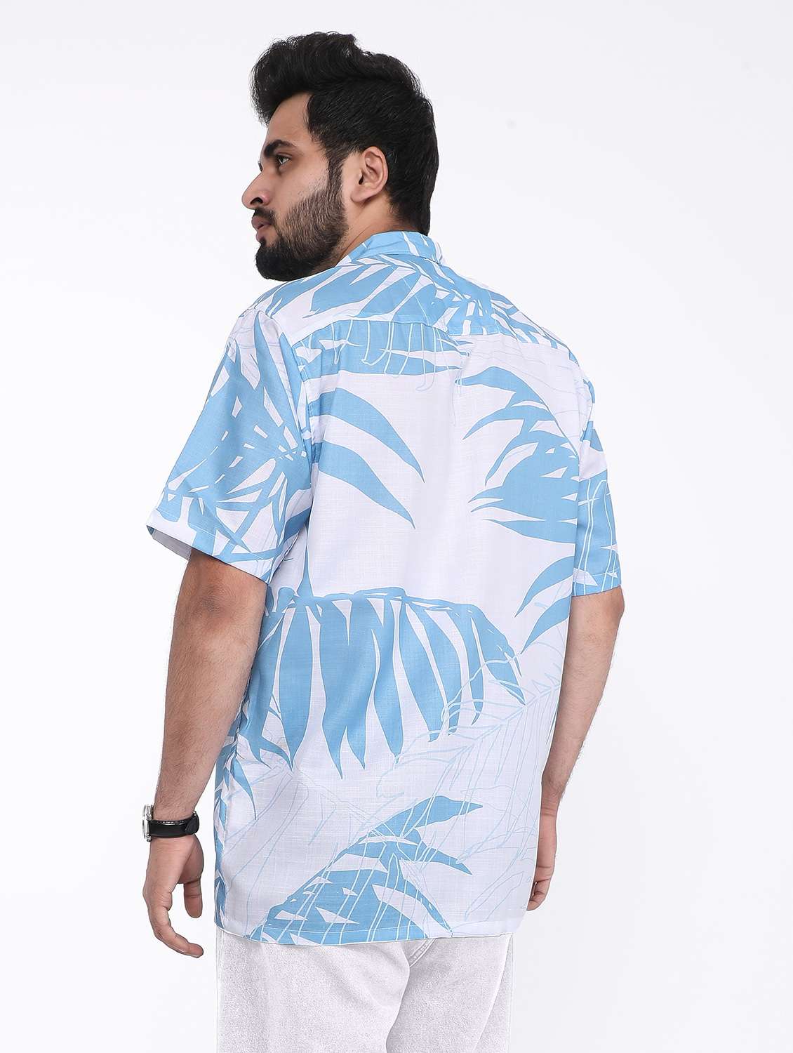 men printed short sleeve oversized casual shirt - 22013106 -  Standard Image - 2