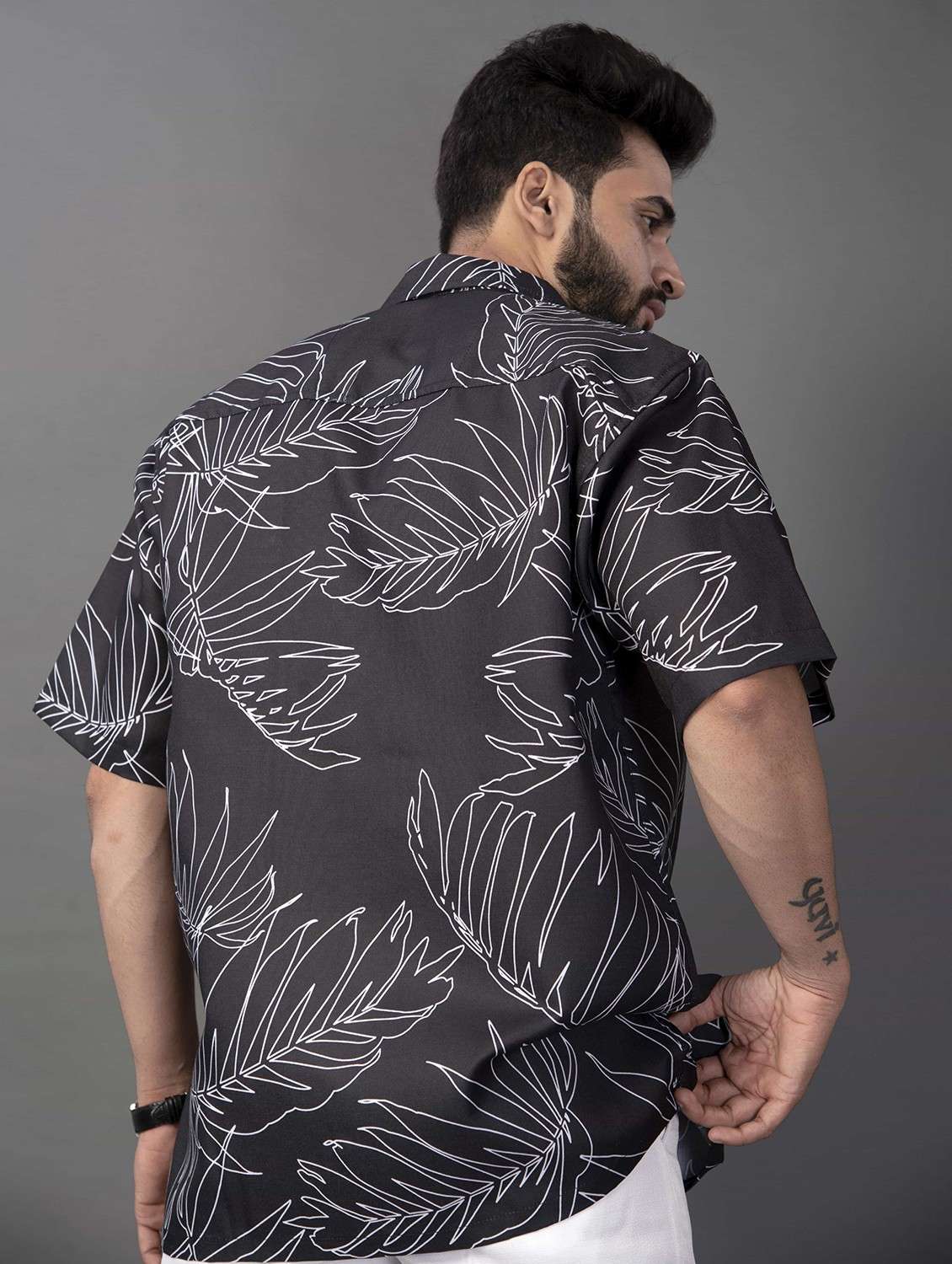 men printed short sleeve oversized casual shirt - 22013110 -  Standard Image - 2