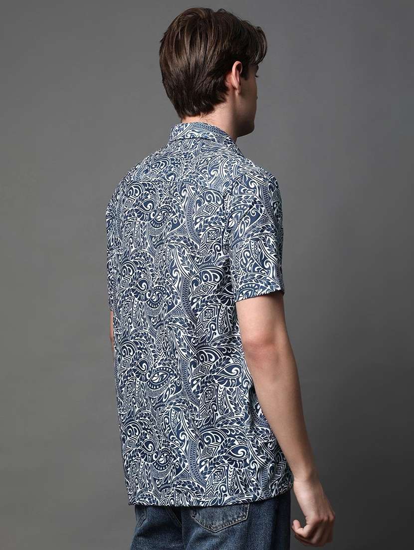 men printed short sleeve regular fit casual shirt - 22013117 -  Standard Image - 2