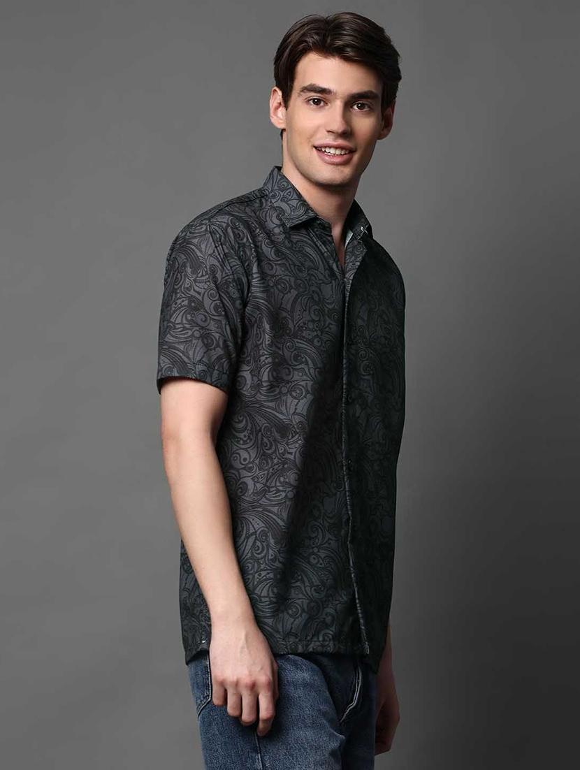 men printed short sleeve regular fit casual shirt - 22013122 - Standard Image - 2