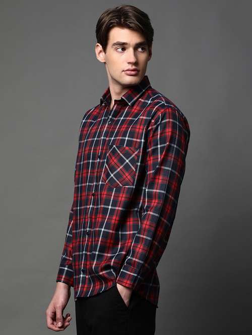 men checkered long sleeve regular fit casual shirt - 22013123 -  Standard Image - 0