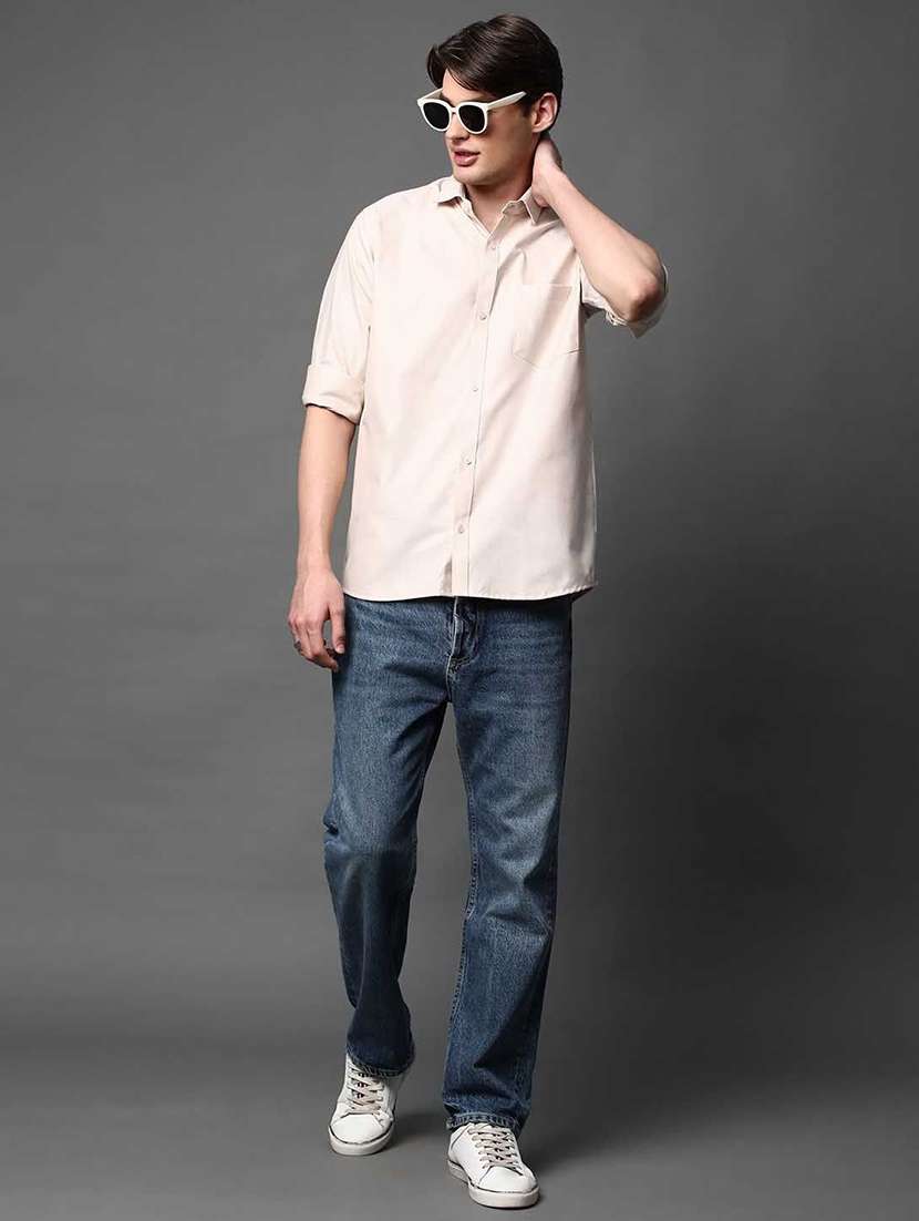 men solid long sleeve regular fit casual shirt - 22013125 - Standard Image - 2