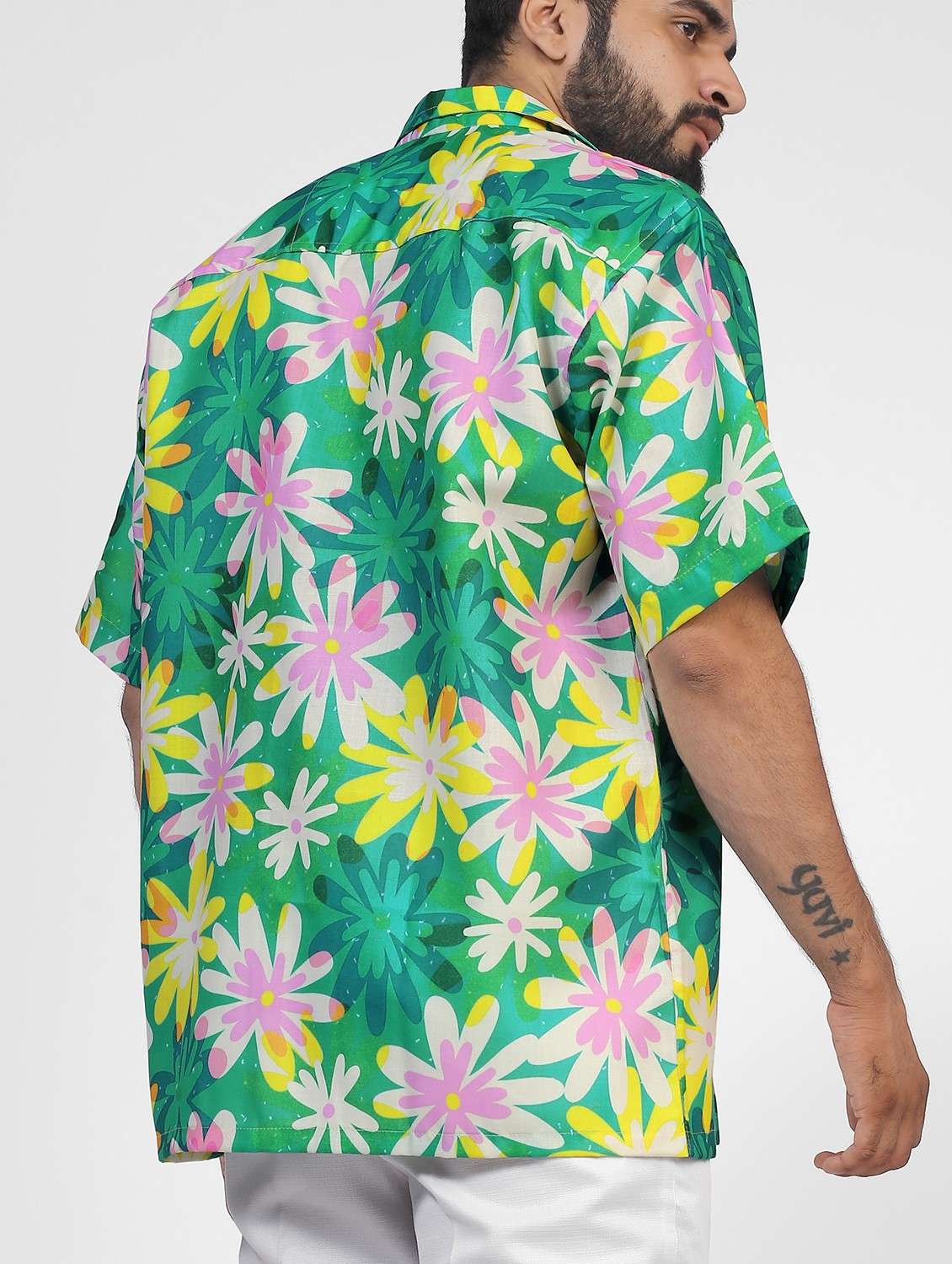 men floral printed short sleeve oversized casual shirt - 22013126 -  Standard Image - 2