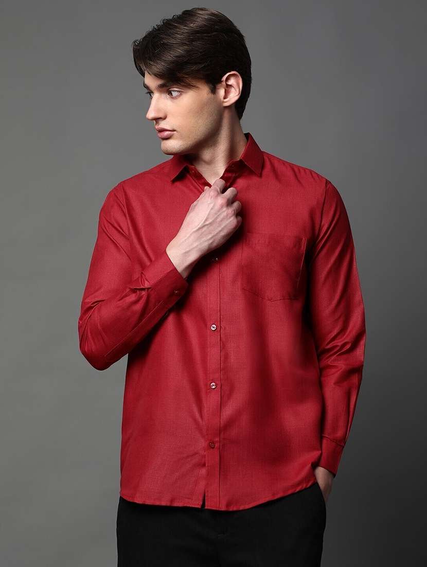 men solid long sleeve regular fit casual shirt