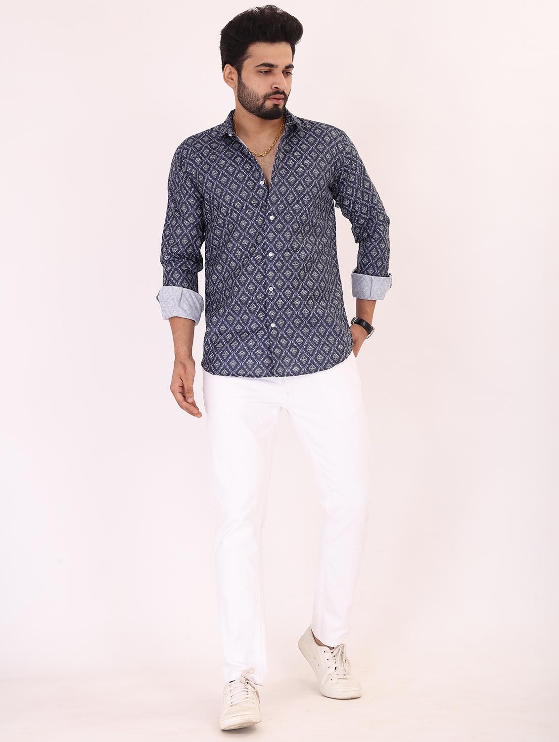men printed long sleeve regular fit casual shirt - 22013184 - Standard Image - 2