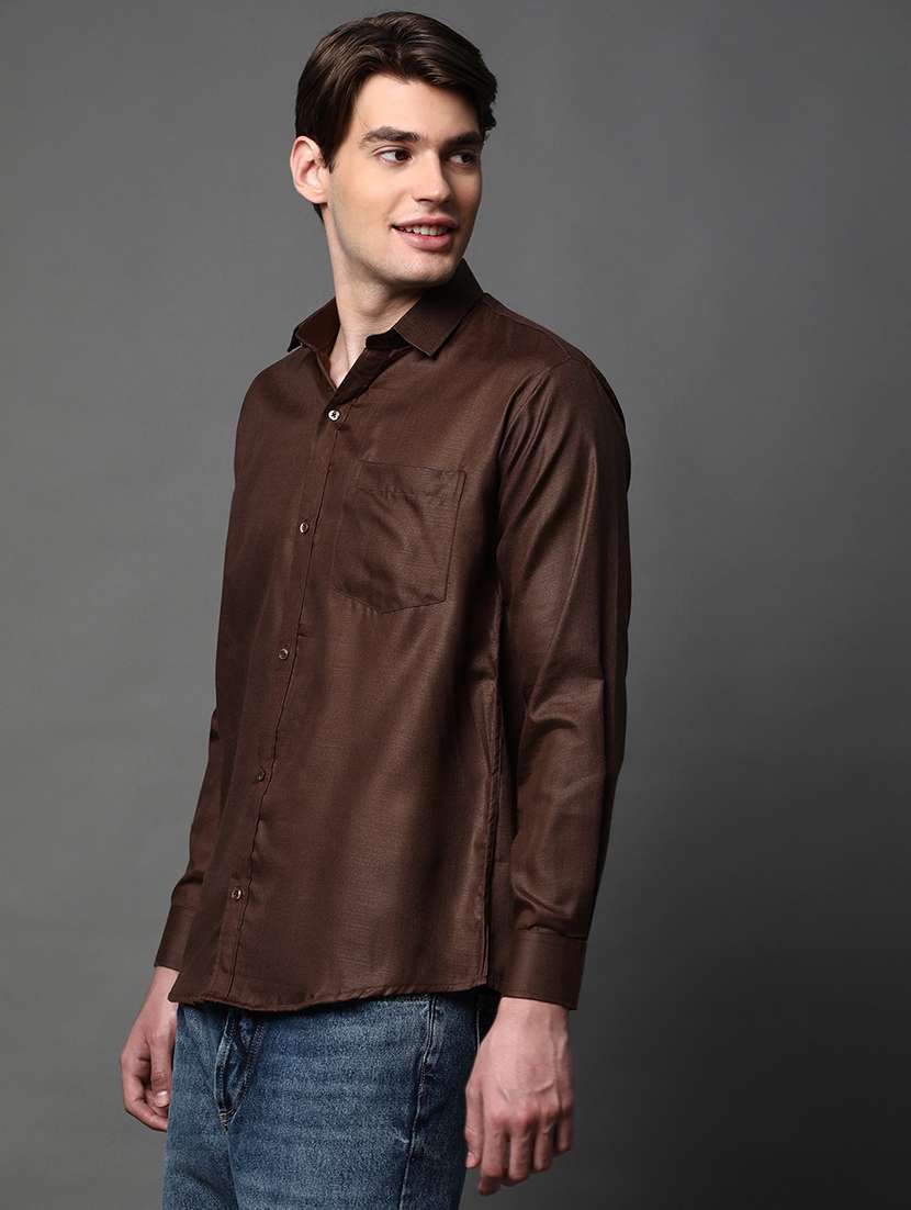 men solid long sleeve regular fit casual shirt