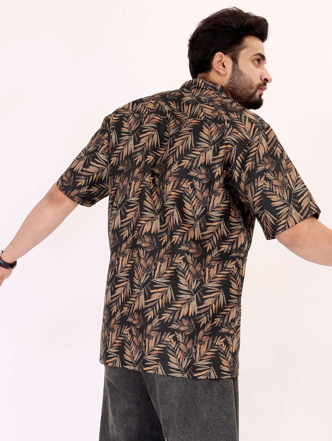 men printed short sleeve oversized casual shirt - 22013192 -  Standard Image - 2