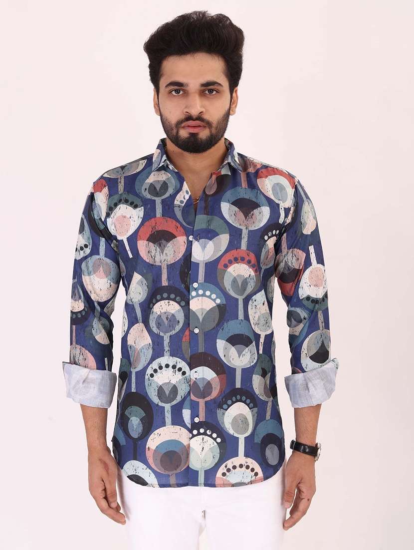 men printed long sleeve regular fit casual shirt - 22013195 - Zoom Image - 0