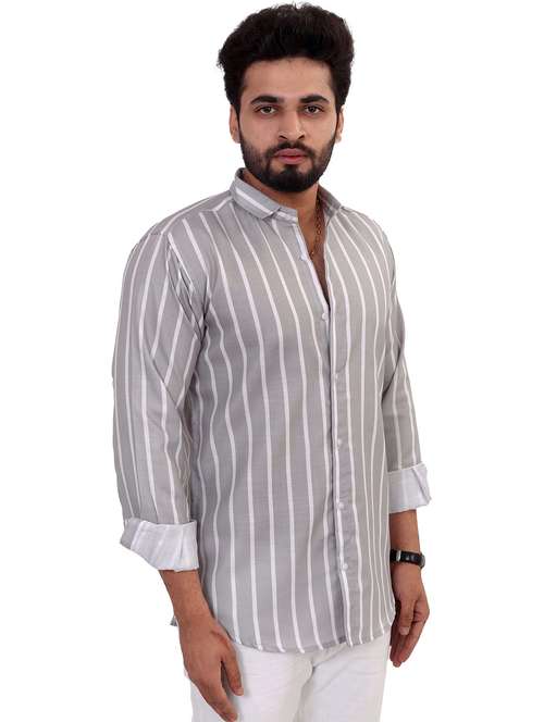 men striped long sleeve regular fit casual shirt - 22013212 -  Standard Image - 0