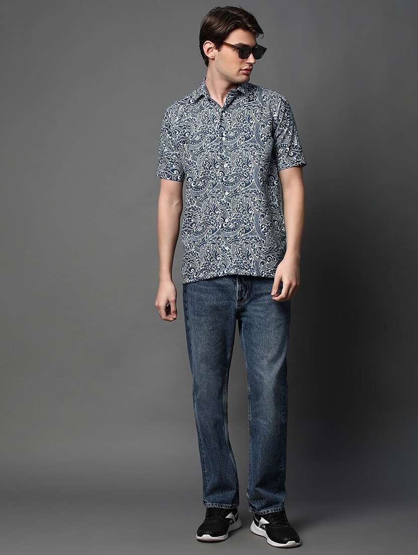 men printed short sleeve regular fit casual shirt - 22013214 -  Standard Image - 2