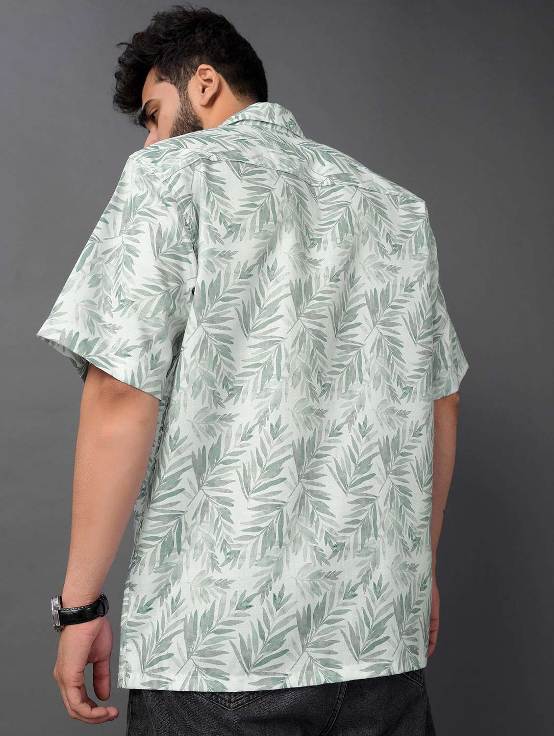 men printed short sleeve oversized casual shirt - 22013218 -  Standard Image - 2