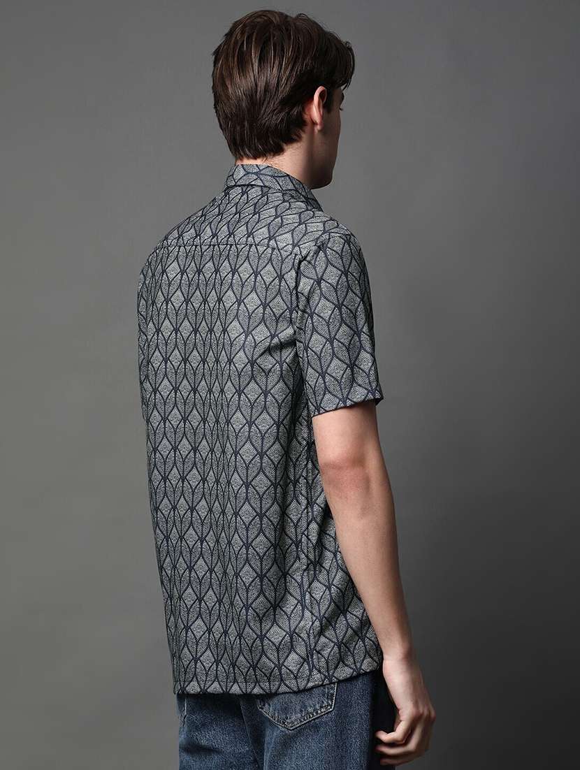 men printed short sleeve regular fit casual shirt - 22013220 -  Standard Image - 2