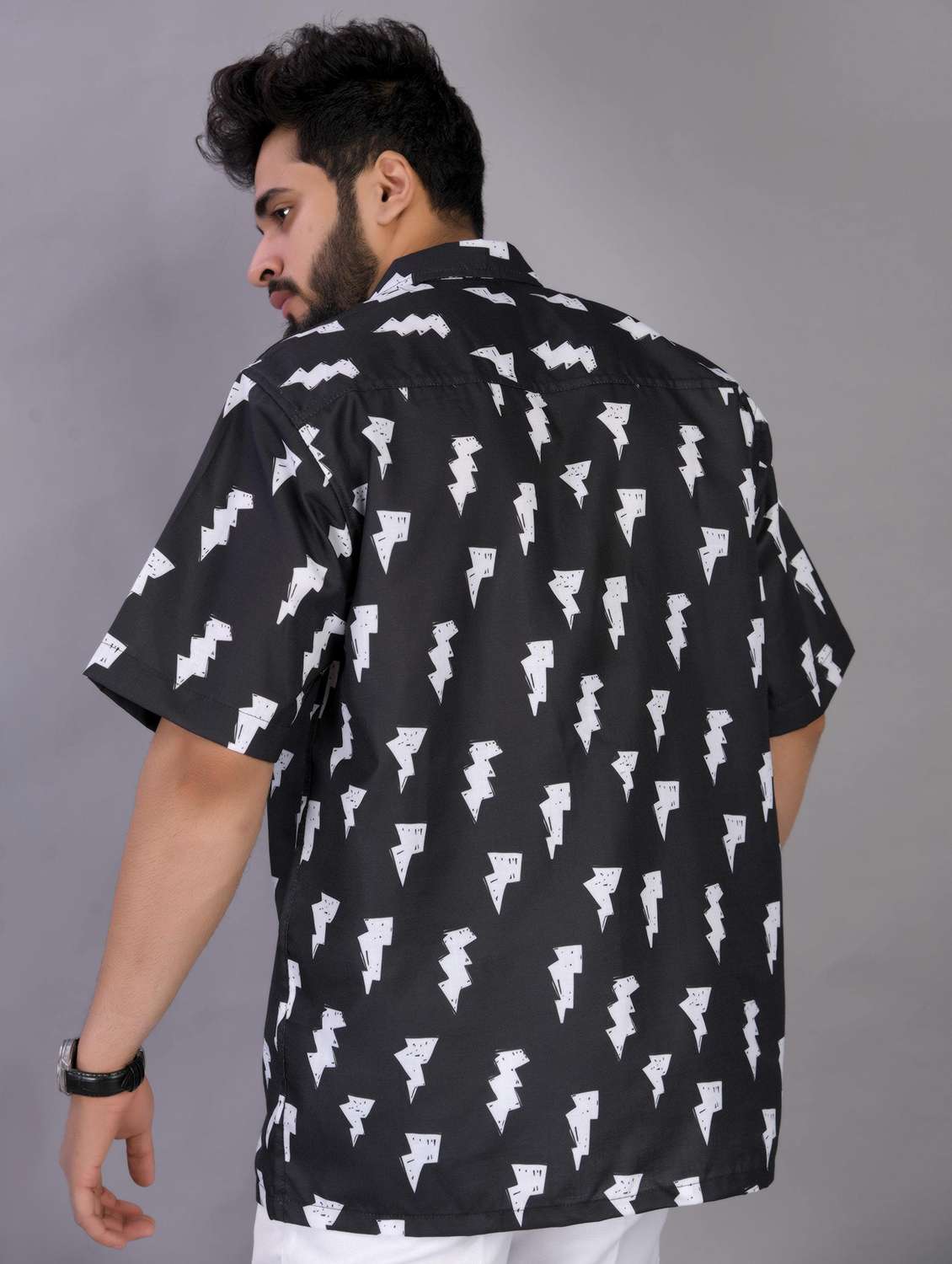 men printed short sleeve oversized casual shirt - 22013226 - Standard Image - 2