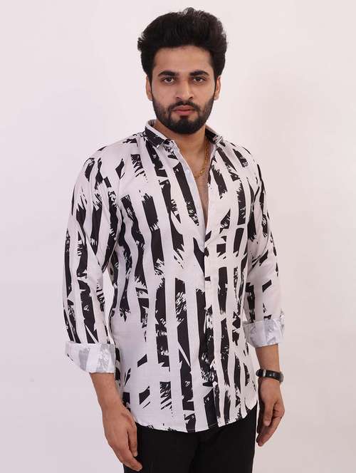 men printed long sleeve regular fit casual shirt - 22013228 - Standard Image - 0