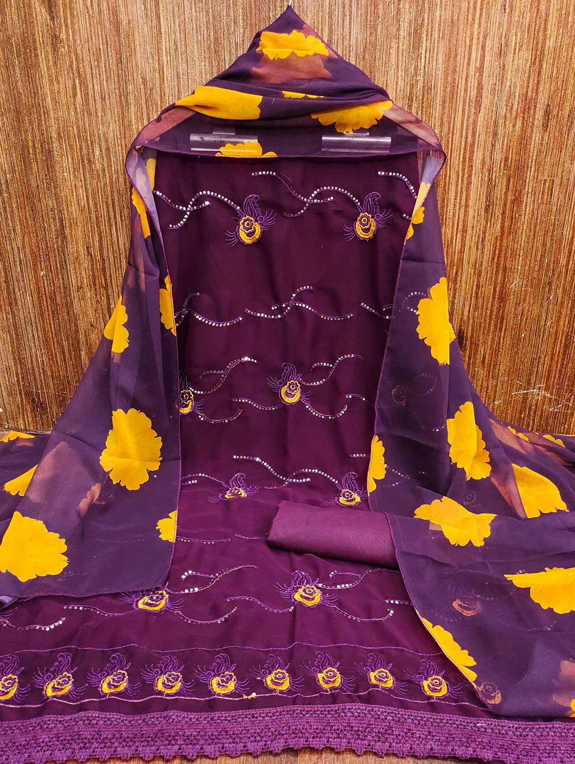 women solid with work embroidered unstitched suit set - 22013244 -  Standard Image - 2