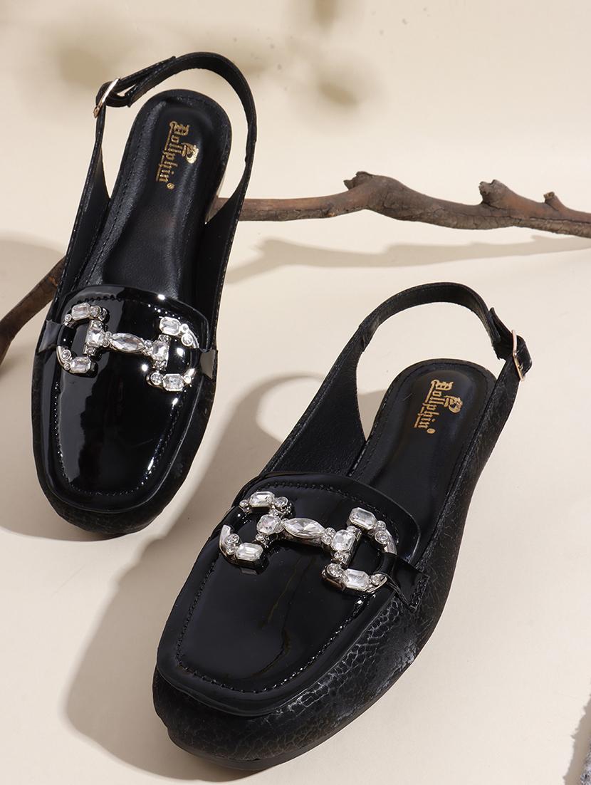 women black back strap slip on flats - 22013256 - Zoom Image - 0