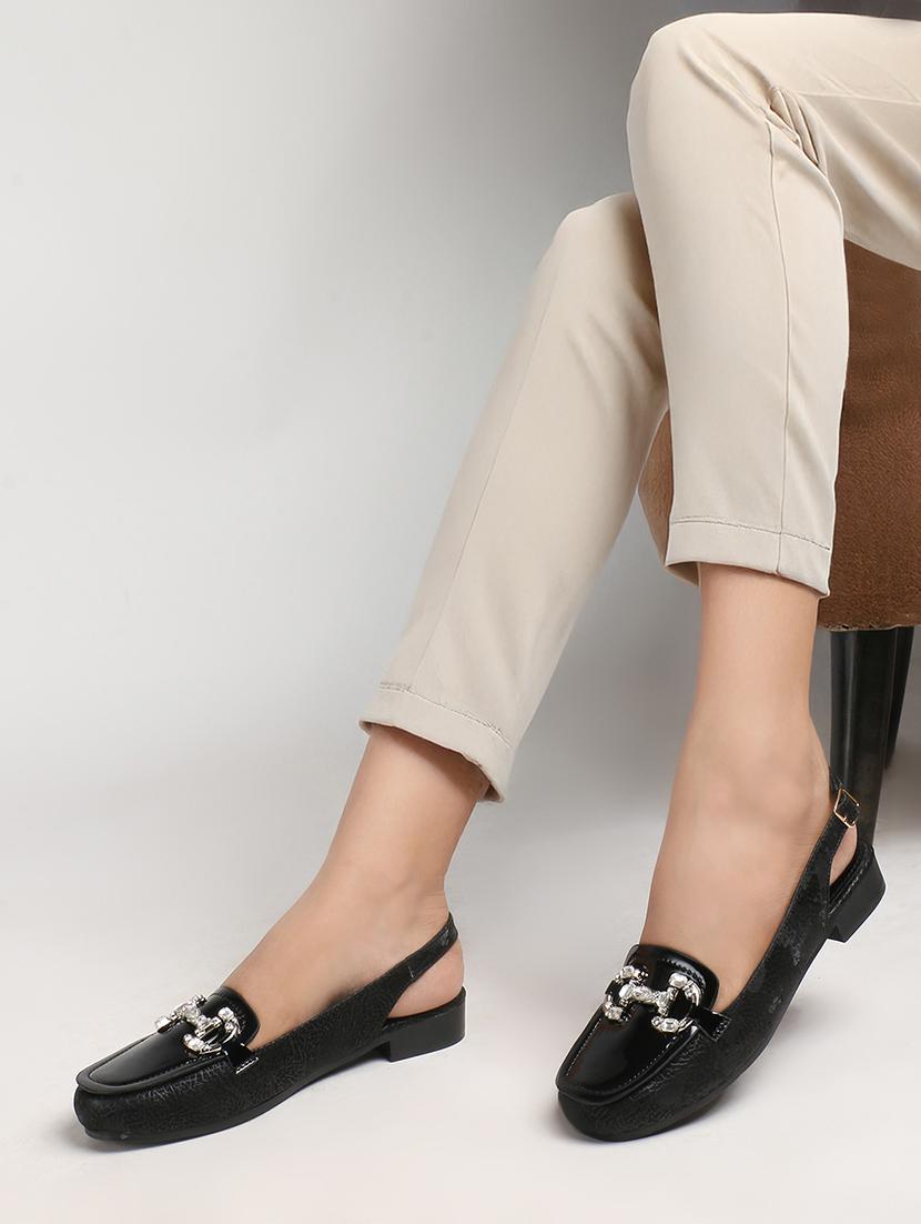 women black back strap slip on flats - 22013256 - Standard Image - 2