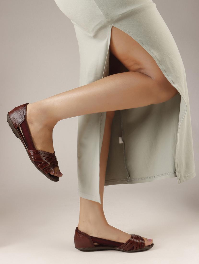 women solid peep toe slip on ballerina - 22013265 - Standard Image - 2