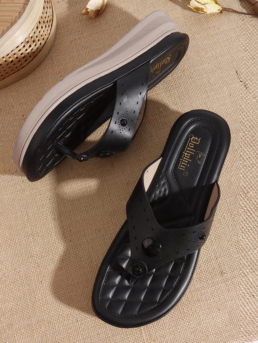 women black solid slip on sandal - 22013289 -  Zoom Image - 0